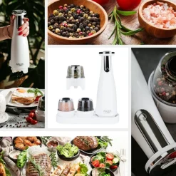 Online Adler suola- ja pippurimylly elektroninen valkoinen