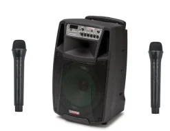 Hot AudioDesignPRO kannettava akkukäyttöinen 12" aktiivikaiutin & 2 mikrofonia