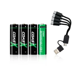 paristo AA USB-C 1.5V 4 kpl sis. latauskaapelin*Coast Discount