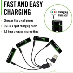 paristo AA USB-C 1.5V 4 kpl sis. latauskaapelin*Coast Discount