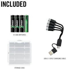 Hot Coast paristo AAA USB-C 1.5V 4 kpl sis. latauskaapelin