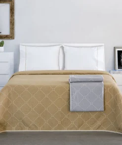 Create Home Aamu päiväpeite 2-puoleinen 260x260cm khaki/l.valkoinen