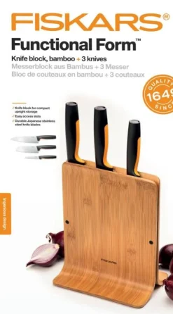 Outlet Fiskars Functional Form veitsitukki bambu (sis. 3 veistä)