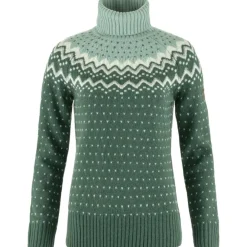 Sale Fju00e4llru00e4ven Fjällräven neule Övik Knit Roller Neck W 679-674 Deep Patina-Misty Green