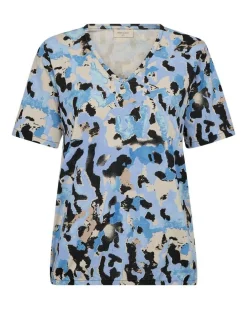 Freequent t-paita FqBetina-tee Black w.Nebulas blue