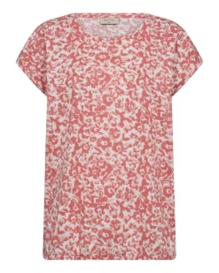 New Freequent t-paita FqSeline-Tee Brillaint white w. Georgia peach / punainen