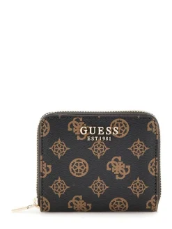 Outlet Guess lompakko Mlo Laurel Slg Small Zip Around Mlo Mocha logo