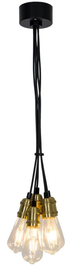 New Heat Bunch riippuvalaisin 5xE27 antiikkimessinki musta johto