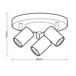 Clearance Heat kattospotti Gold Tube 3-osainen pyöreä kulta-musta