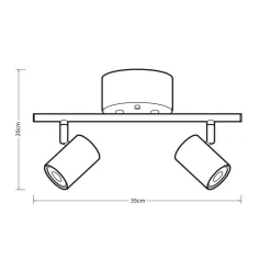 Clearance Heat kattospotti Gold Tube 2-osainen tanko kulta-musta