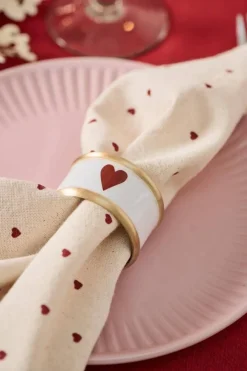 Hot IB Laursen lautasliina Valentin punaisilla sydämillä