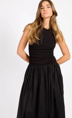 New Little Mistress mekko Black Cotton Maxi Musta