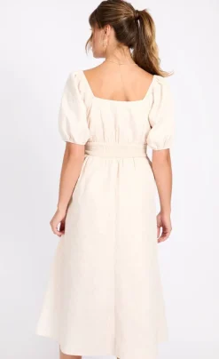 Outlet Little Mistress mekko Cream Leaf Midaxi KERMA