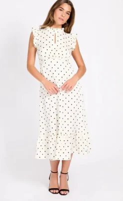 mekko Polka Dot Satin Midaxi*Little Mistress Hot
