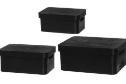 puulaatikko kannella 25x17x11 cm musta*4Living New