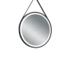 peili Finchen LED-valolla Ø60 cm musta nahk*Mirrors and More Sale