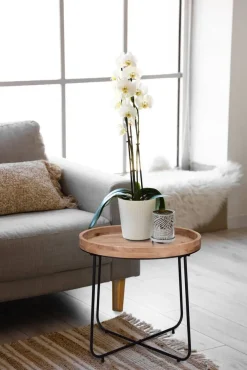 pöytä Jette Ø48 cm musta/puu*Mirrors and More New