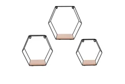 Sale Mirrors and More seinähylly Chiara musta/puu 3-pack