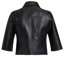 Clearance Molltan nahkatakki Cropped Musta