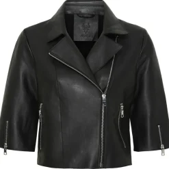 Clearance Molltan nahkatakki Cropped Musta