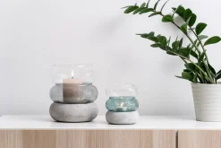 Rinkeli kynttilälyhty/maljakko harmaa 18,5 cm*Muurla Outlet