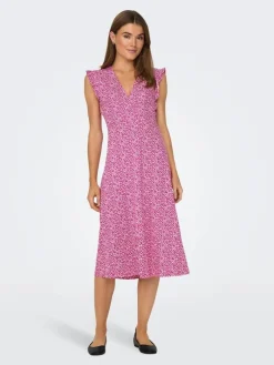Hot Only mekko Onlmay Life Wrap Midi Raspberry rose mia ditsy