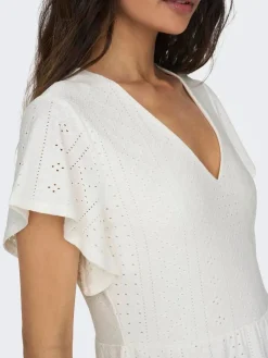 Only mekko Onlsandra S/S V-neck Cloud dancer