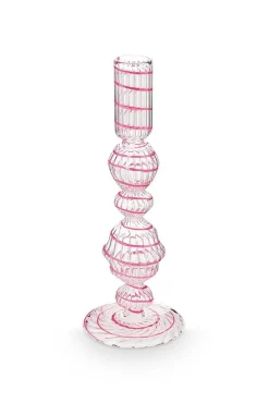 Outlet Pip Studio kynttilänjalka lasia Swirl M 22 cm Pink