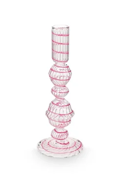 Outlet Pip Studio kynttilänjalka lasia Swirl M 22 cm Pink