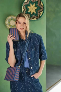 Hot Pip Studio olkalaukku Frances Small Stripe Blue 19x7x17,5 cm