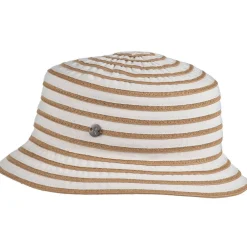 New Salon hattu Cannes Ribbon Striped BEIGE