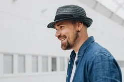 New Salon lakkitehdas olkihattu Straw Hat Trilby 2401 Black / musta