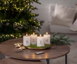 Hot Star Trading LED-kynttilä Flamme Advent valkoinen 4 kpl