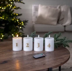 Hot Star Trading LED-kynttilä Flamme Advent valkoinen 4 kpl