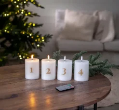 Hot Star Trading LED-kynttilä Flamme Advent valkoinen 4 kpl