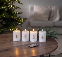 Hot Star Trading LED-kynttilä Flamme Advent valkoinen 4 kpl