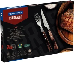 New Tramontina pihviaterimet Churrasco 12 os. polywood