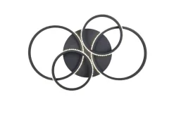 Hot Trio Lighting LED kattovalaisin Cires mattamusta/kristallief