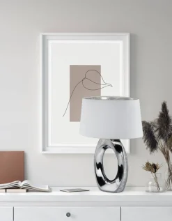 pöytävalaisin Taba 52 cm E27 hopea/valkoinen*Trio Lighting Sale