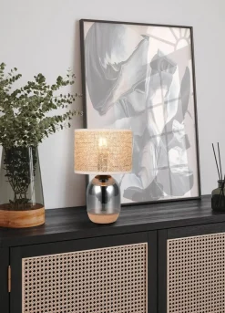 pöytävalaisin Tara 33 cm E27 beige/kromattu*Trio Lighting Discount