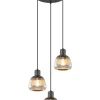 Discount Trio Lighting riippuvalaisin Tarifa 3-os E27 mattamusta/krom