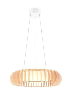 Discount Trio Lighting riippuvalaisin Monte LED 60 cm valkoinen/puu