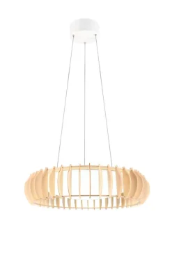 Discount Trio Lighting riippuvalaisin Monte LED 60 cm valkoinen/puu