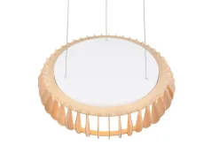 Discount Trio Lighting riippuvalaisin Monte LED 60 cm valkoinen/puu