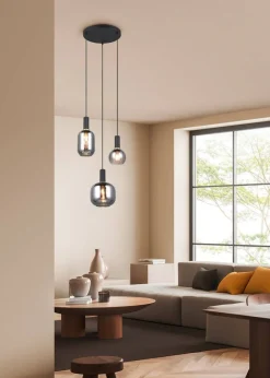 riippuvalaisin Diva 3-os E27 mattamusta/kromat*Trio Lighting Outlet