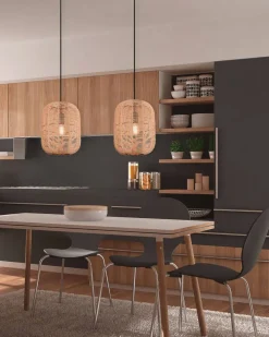 riippuvalaisin Runa 25 cm E27 mattamusta/sisal*Trio Lighting Hot