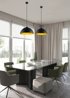 Outlet Trio Lighting riippuvalaisin Romino II E27 mattamusta/kulta