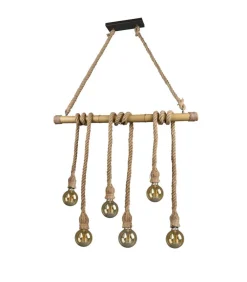 riippuvalaisin Wilma 6xE27 bambu/sisal*Trio Lighting New
