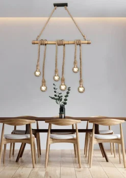 riippuvalaisin Wilma 6xE27 bambu/sisal*Trio Lighting New