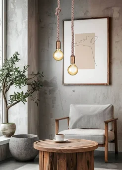 Best Trio Lighting riippuvalaisin Rope 1-os E27 antiikkimessinki